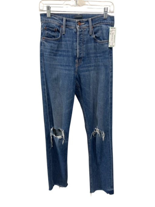 Mother Size 25 Medium Wash Cotton Zip Fly High Rise distressed Slim Jeans Medium Wash / 25