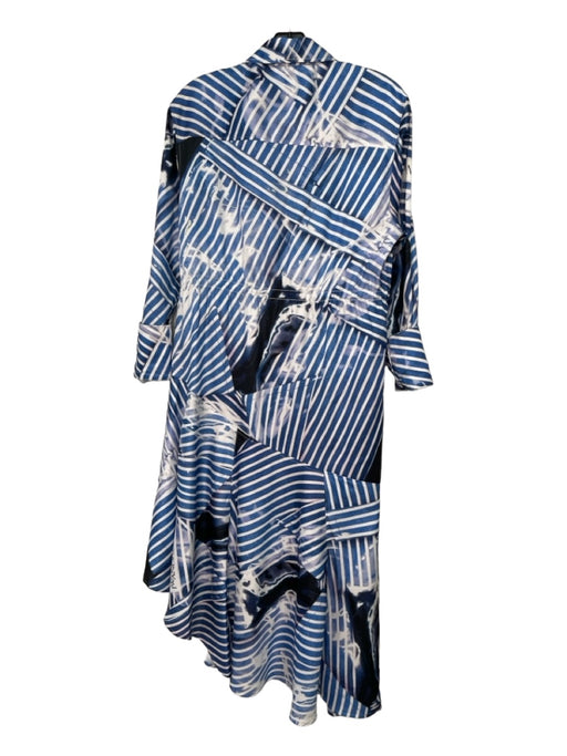 JW Anderson Size 2 Blue White & Black Polyester Striped Logo Dress Blue White & Black / 2