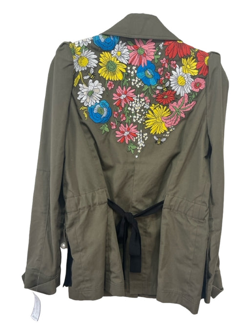 Veronica Beard Size 4 Green & Multi Cotton Floral Embroidered Jacket Green & Multi / 4