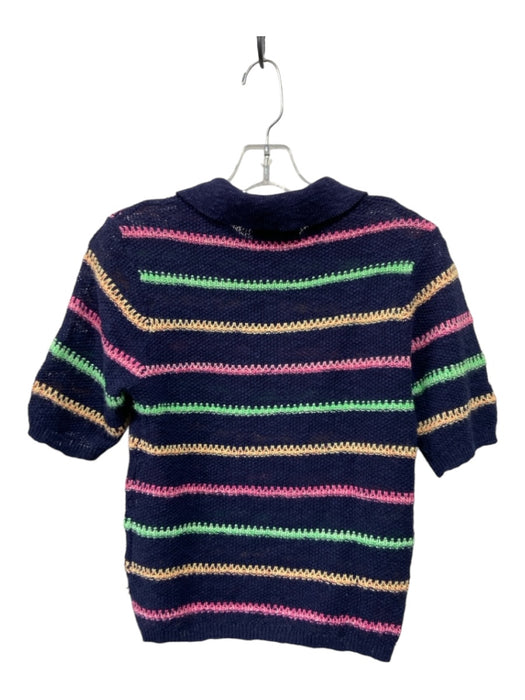 Scotch & Soda Size XS Navy, Green, Pink Cotton Knit Quarter Button Top Navy, Green, Pink / XS