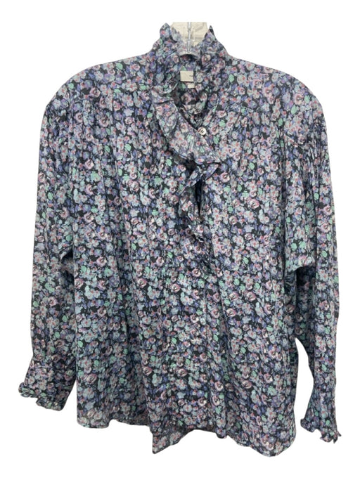 Isabel Marant Etoile Size 34/XS Purple, Green, Gray, White Cotton Floral Top Purple, Green, Gray, White / 34/XS