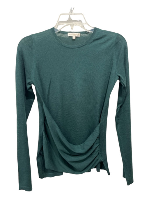 Ann Mashburn Size S Dark Green Cashmere Thin Knit Draped Gathered Detail Top Dark Green / S