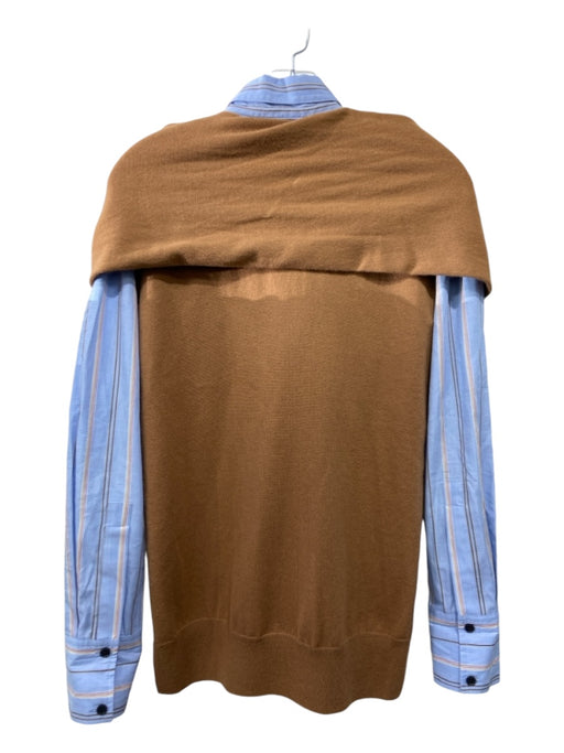 Derek Lam 10 Crosby Size 2 Camel Brown & Blue Cotton Collar Buttondown Top Camel Brown & Blue / 2