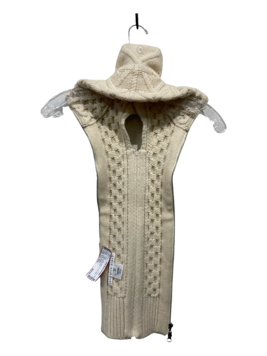 Veronica Beard Cream Wool Cable Knit Zip Collar Cable Knit scarf Cream / One Size