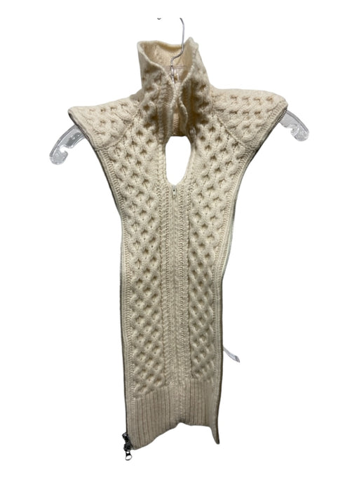 Veronica Beard Cream Wool Cable Knit Zip Collar Cable Knit scarf Cream / One Size