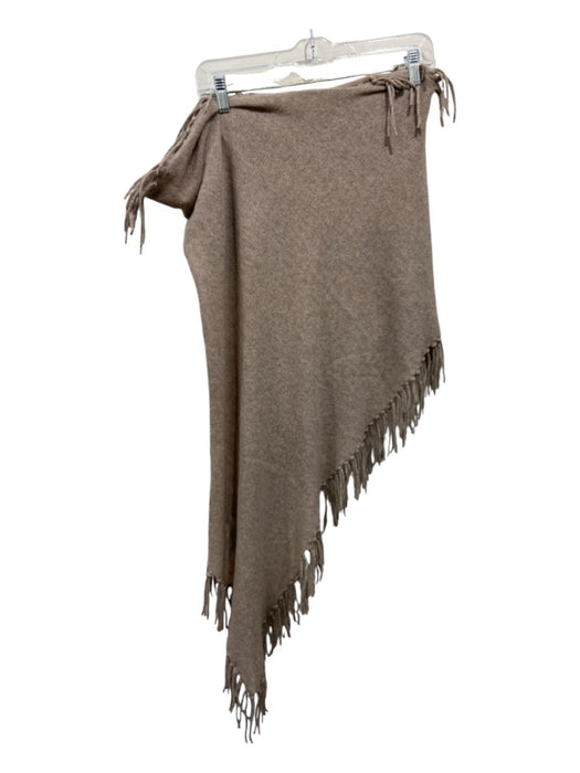 Minnie Rose Taupe Beige Cashmere Fringe scarf Taupe Beige / One Size