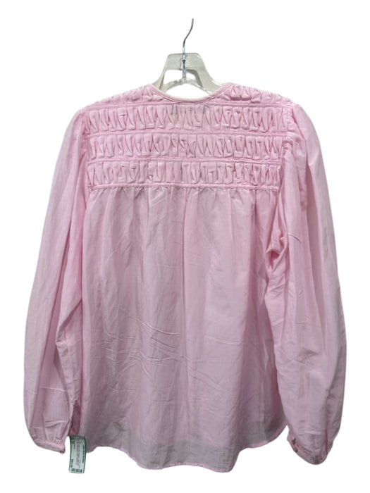 Magali Pascal Size XS Pink Cotton & Silk Peasant Long Puff Sleeve Button up Top Pink / XS