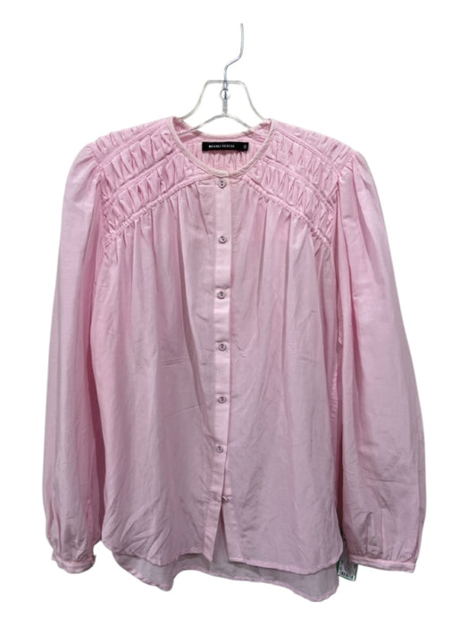 Magali Pascal Size XS Pink Cotton & Silk Peasant Long Puff Sleeve Button up Top Pink / XS