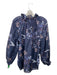 Magali Pascal Size XS Navy Blue Print Cotton & Silk Floral Half Button Top Navy Blue Print / XS