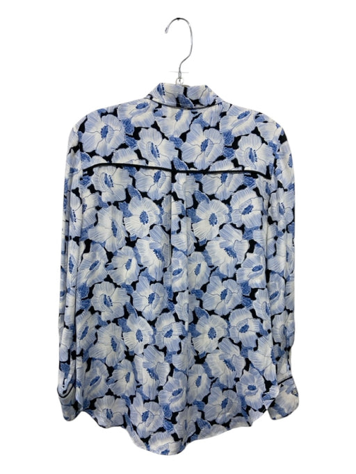 Reiss Size 0 White, Blue & Black Missing Material Tag Floral Button Up Top White, Blue & Black / 0