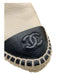 Chanel Shoe Size 38 Taupe & Black pebbled Lead & Cadmium Logo Flat Espadrille Taupe & Black / 38