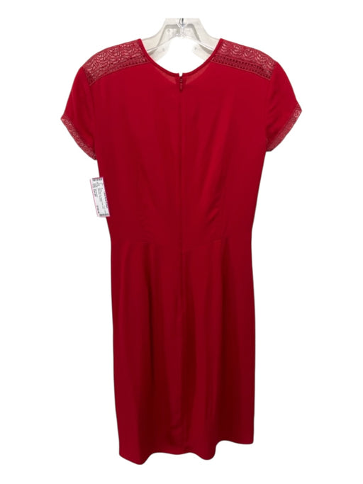 Yigal Azrouel Size Est XS Red Back Zip Pleated Front Lace Application Dress Red / Est XS