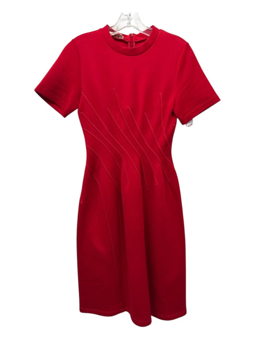 Marni Size S / 36 Red Cotton Blend pintuck waist Contrast Stitching Midi Dress Red / S / 36