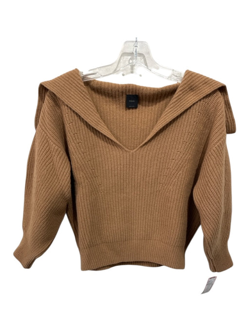 Pinko Size S/M Brown Knit foldover collar V Neck Sweater Brown / S/M