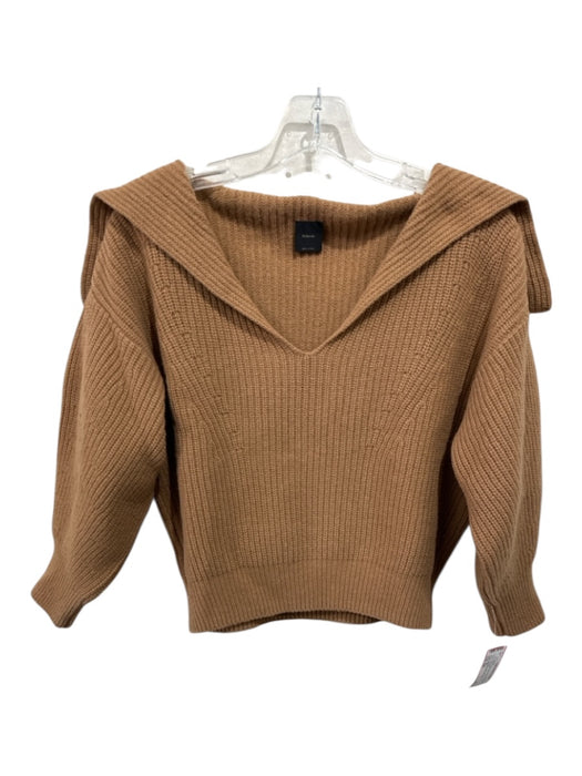 Pinko Size S/M Brown Knit foldover collar V Neck Sweater Brown / S/M