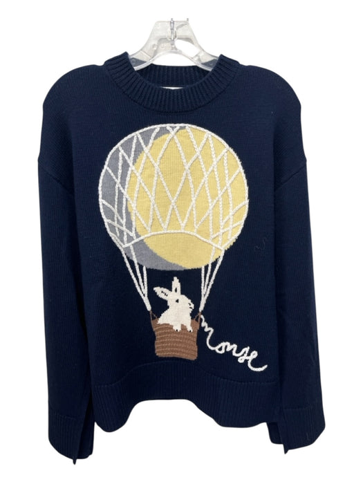 Monse Size XS navy blue, yellow, cream Merino Wool intarsia knit Sweater navy blue, yellow, cream / XS