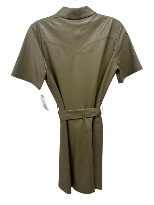 Nanushka Size Small Army Green Polyester Blend Short Sleeve Button Front Dress Army Green / Small