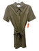 Nanushka Size Small Army Green Polyester Blend Short Sleeve Button Front Dress Army Green / Small