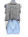 Sacai Size 1 White, Pink, Blue, Black Cotton Blend Fringe Tweed Vest White, Pink, Blue, Black / 1