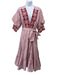 Silvia Tcherassi Size Small Red & White Cotton Blend Short Puff Sleeve Dress Red & White / Small