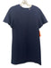 Lela Rose Size 2 Navy Blue Wool Blend Short Sleeve Front Seam Back Buttons Dress Navy Blue / 2