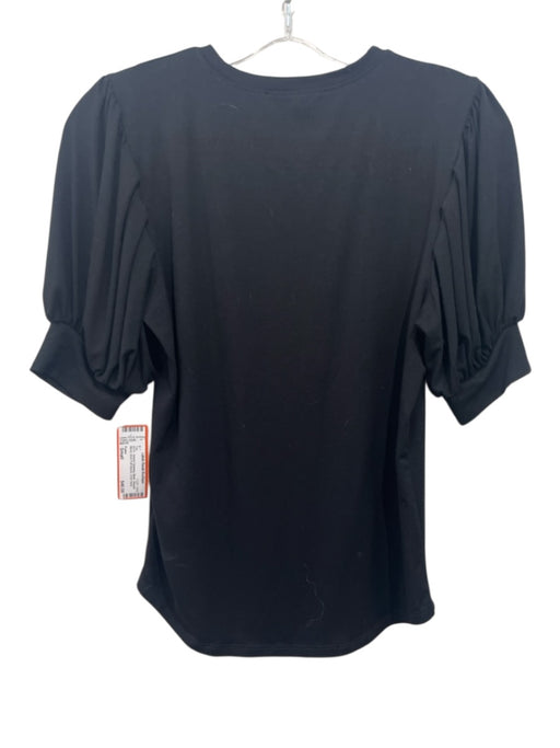 Frame Size Small Black Viscose Blend Short Puff Sleeve Crew Neck Top Black / Small