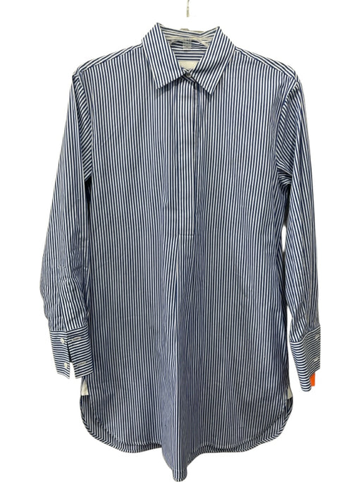 G. Label by Goop Size 0 Blue & White Cotton Long Sleeve Striped Pockets Dress Blue & White / 0