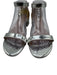 Stuart Weitzman Shoe Size 7.5 Silver & Beige Open Toe Slingbacks Shine Sandals Silver & Beige / 7.5