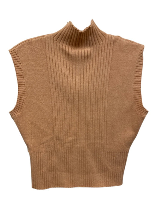 Karolina Zmarlak Size XXS Light Orange Cotton Mock Neck Ribbed Sleeveless Top Light Orange / XXS