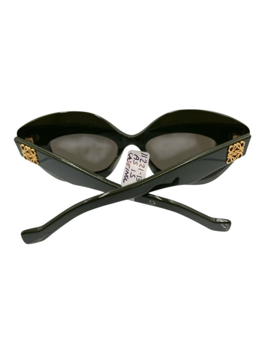 Loewe Olive Green Acetate Gold hardware Cat Eye Tinted Lens Logo Sunglasses Olive Green