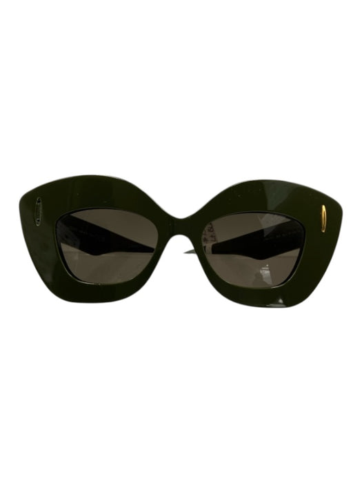 Loewe Olive Green Acetate Gold hardware Cat Eye Tinted Lens Logo Sunglasses Olive Green