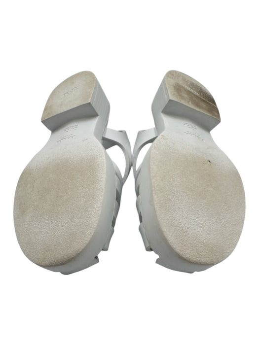 Prada Shoe Size 38 White Rubber Silver Hardware Triangle Logo Fisherman Sandals White / 38