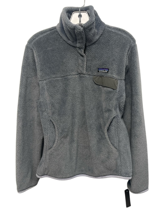 Patagonia Size M Blue Gray Polyester Long Sleeve Fleece Snap Buttons Jacket Blue Gray / M