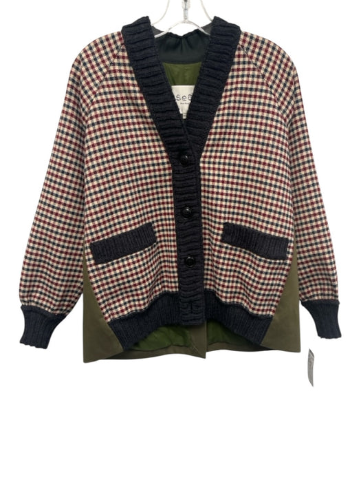 Sea New York Size XXS Beige, Navy, Red Acrylic & Wool Long Sleeve Buttons Jacket Beige, Navy, Red / XXS