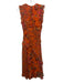 Ulla Johnson Size 2 Orange & Multi Silk Ruffle Cap Sleeve Floral Ruffles Dress Orange & Multi / 2