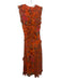 Ulla Johnson Size 2 Orange & Multi Silk Ruffle Cap Sleeve Floral Ruffles Dress Orange & Multi / 2