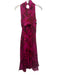CH Carolina Herrera Size 2 Pink & Red Silk Sleeveless Tie Waist Midi Dress Pink & Red / 2