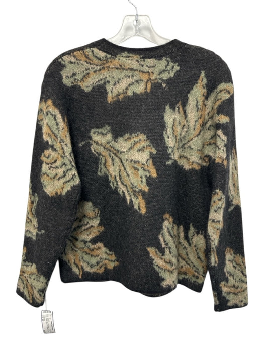 Vince Size XS Black, Green & Brown Alpaca Blend jacquard knit Pullover Sweater Black, Green & Brown / XS