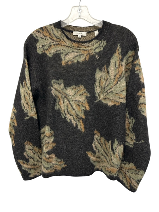 Vince Size XS Black, Green & Brown Alpaca Blend jacquard knit Pullover Sweater Black, Green & Brown / XS