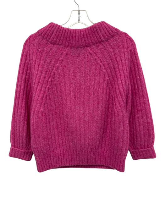 3.1 Phillip Lim Size XS Fuchsia Pink Wool Blend Ribbed Knit Wide Neck Sweater Fuchsia Pink / XS