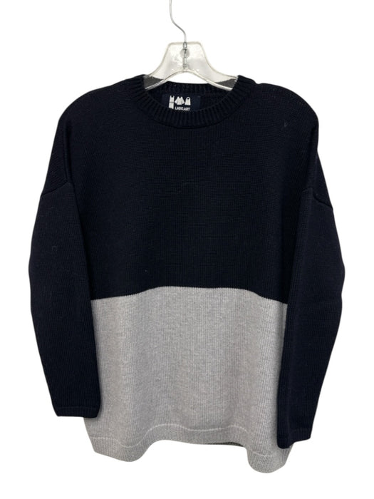Labo.art Size 00 Midnight Blue & Gray Wool Knit Color Block Ribbed Hem Sweater Midnight Blue & Gray / 00