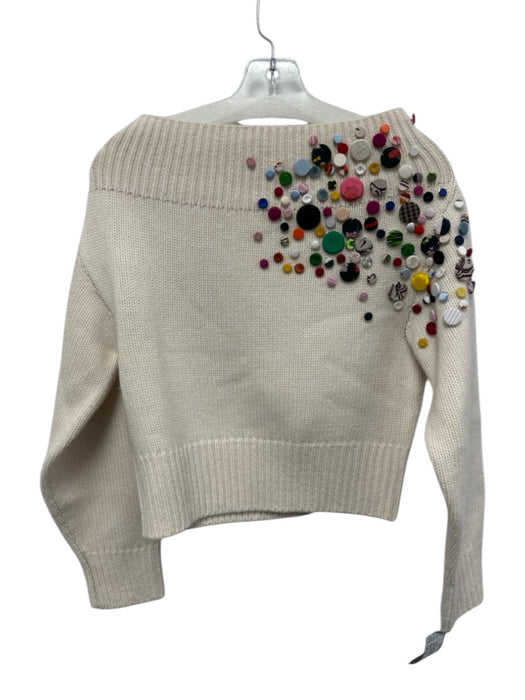 Hellessy Size Est XS Cream White & Multi Wool & Cashmere Knit Wide Neck Sweater Cream White & Multi / Est XS