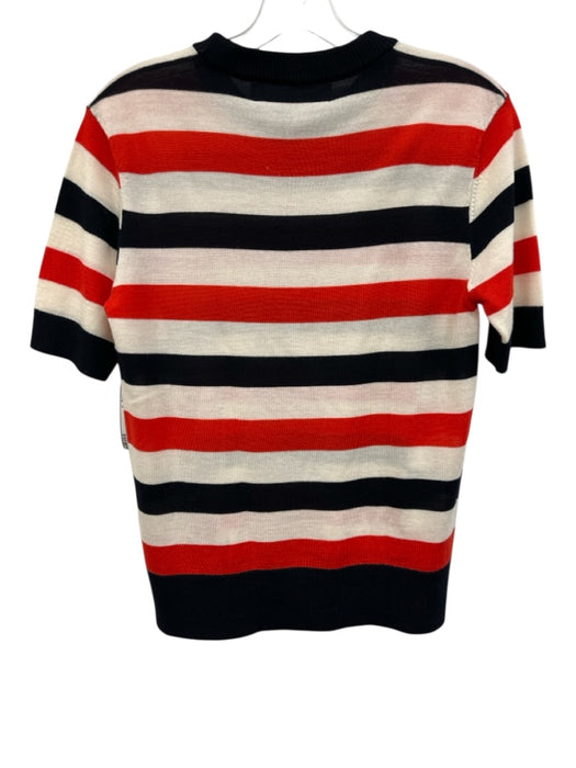Victoria Victoria Beckham Size S Red, White & Black Wool Knit Striped Top Red, White & Black / S