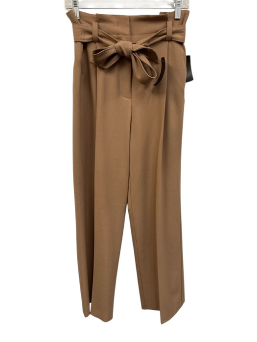 Marella Size 2 Tan Brown Wool Blend High Rise Tie Waist Hook & Zip Fly Pants Tan Brown / 2