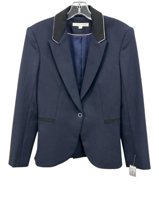 Jonathan Simkhai Size 2 Midnight Blue, Black & White Wool Blend Blazer Jacket Midnight Blue, Black & White / 2