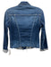 L'agence Size XS Medium dark wash Cotton Blend Denim Button Front Raw Hem Jacket Medium dark wash / XS