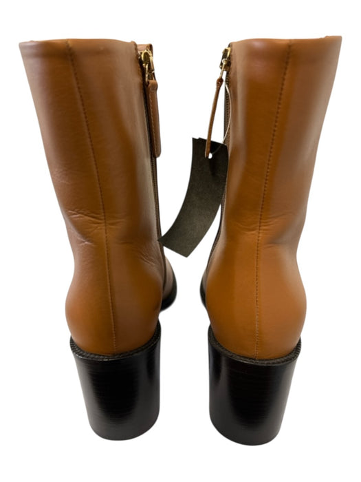Lafayette 148 Shoe Size 38 Toffee Brown Leather Upper Side Zip Round Toe Boots Toffee Brown / 38