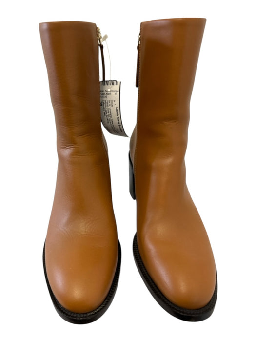 Lafayette 148 Shoe Size 38 Toffee Brown Leather Upper Side Zip Round Toe Boots Toffee Brown / 38