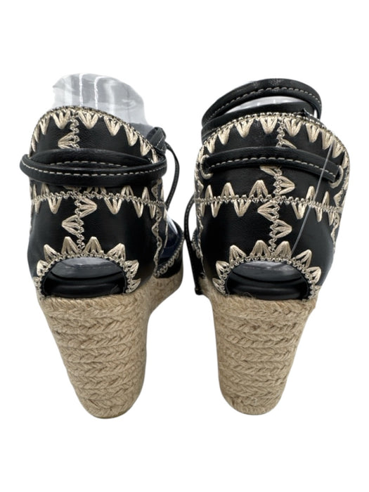 Altuzarra x Castaner Shoe Size 38 Black & Beige Leather Upper Wrap Ankle Wedges Black & Beige / 38