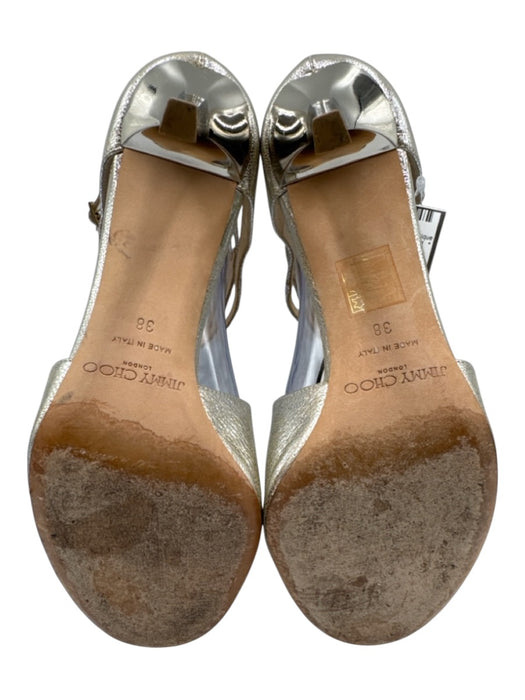 Jimmy Choo Shoe Size 38 Gold Tone Leather Upper Metallic Shimmer Strappy Sandals Gold Tone / 38